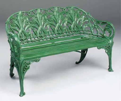 A Coalbrookdale 'Lily-of-the-Valley' pattern cast iron garden seat, second half 19th century