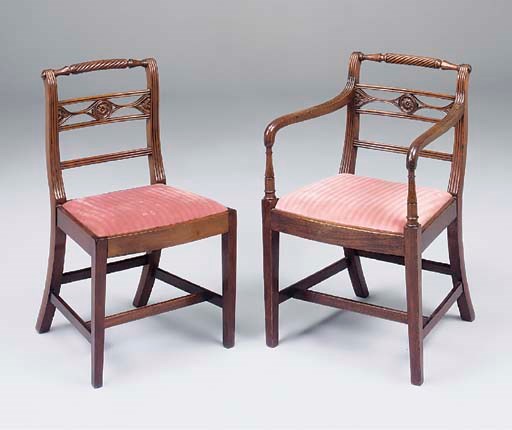 A set of eight Regency mahogany dining chairs