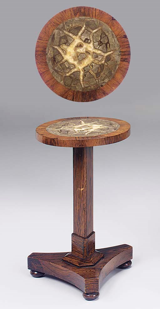A rosewood and simulated rosewood marble top occasional table