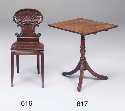 A Regency mahogany shellback hall chair