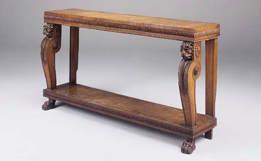 A William IV oak and inlaid console table