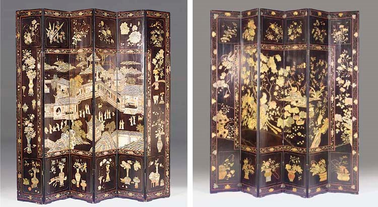 A Chinese Coromandel lacquer six-fold screen