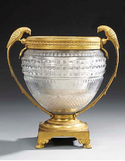 A Victorian cut glass and gilt bronze bowl, late 19th century