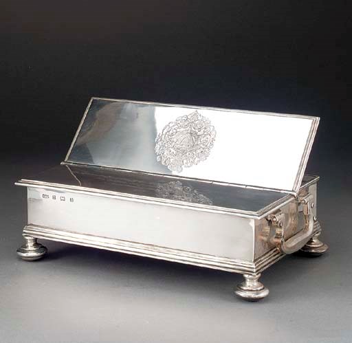 A ROYAL PRESENTATION LATE VICTORIAN SILVER TREASURY INKSTAND