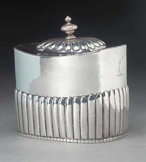 A GEORGE III SILVER TEA CADDY