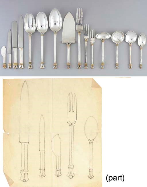 A SILVER AND VERMEIL FLATWARE SERVICE