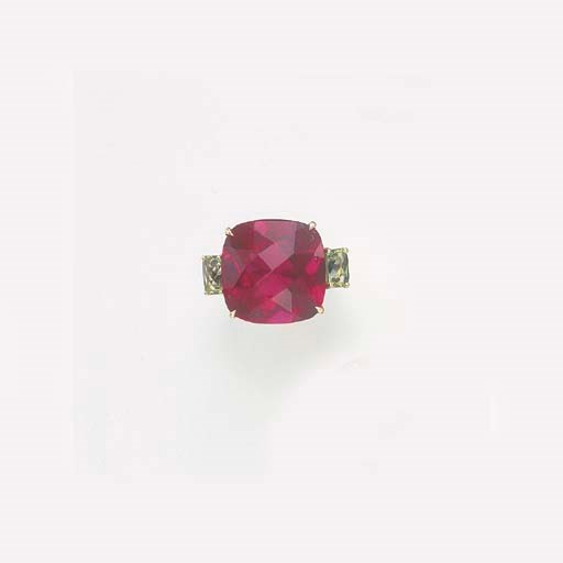 A RUBELLITE TOURMALINE AND PERIDOT RING, BY PAOLO COSTAGLI