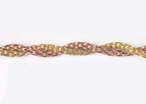 A PAIR OF PERIDOT AND AMETHYST NECKLACES
