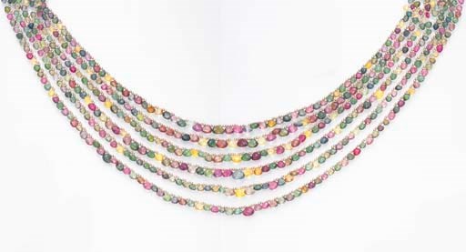 A MULTI-COLOR TOURMALINE NECKLACE