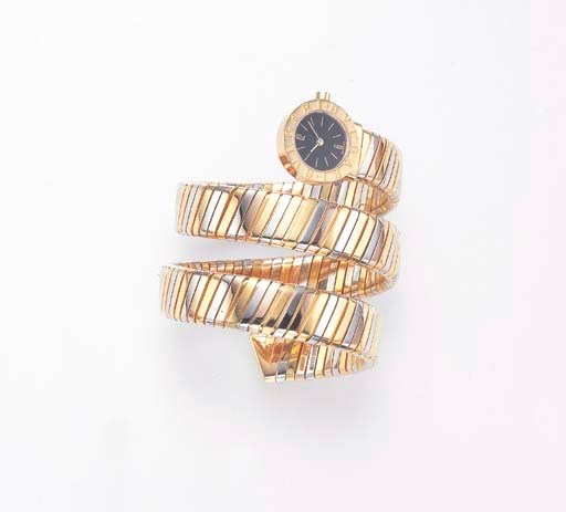 A TRICOLORED GOLD "TUBOGAS" WRISTWATCH, BY BULGARI