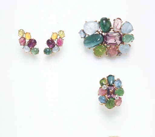 A SET OF MULTI-GEM JEWELRY, BY SEAMAN SCHEPPS