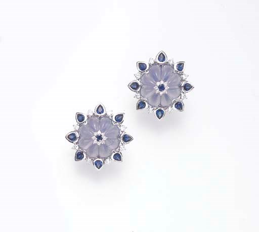 A PAIR OF MULT-GEM EAR CLIPS, BY LILLIAN H. OSTERGARD
