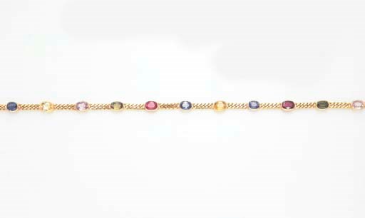 A MULTI-COLOR SAPPHIRE AND RUBY NECKLACE