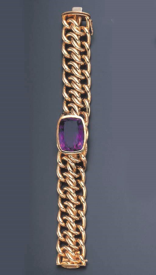 AN ATTRACTIVE AMETHYST AND GOLD BRACELET, BY PALOMA PICASSO, TIFFANY & CO.