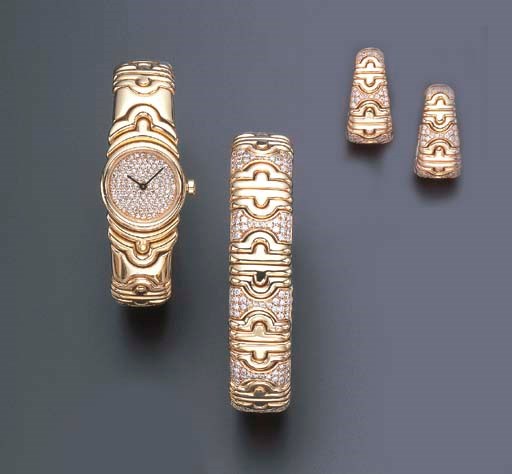 A SET OF DIAMOND AND GOLD "PARENTESI" JEWELRY, BY BULGARI