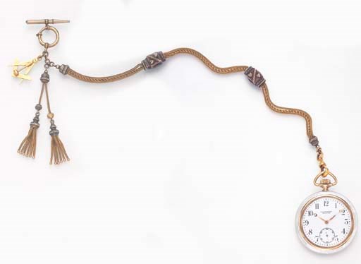 A GOLD AND MOTHER-OF-PEARL POCKETWATCH