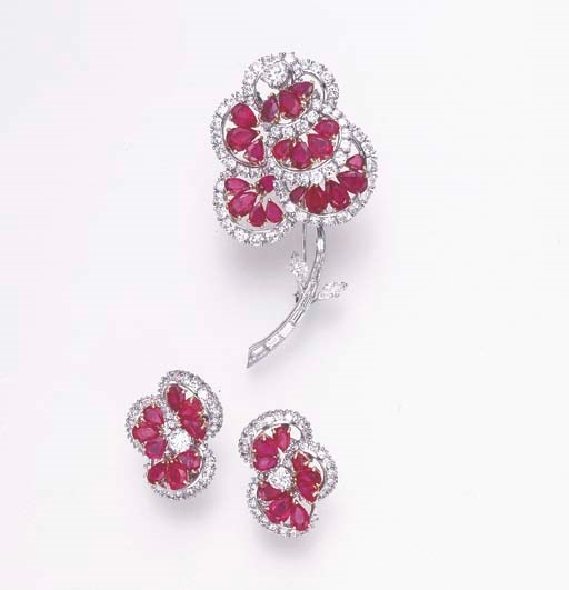 A SET OF RUBY AND DIAMOND JEWELRY, BY OSTIER
