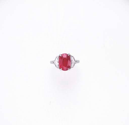 A RUBY AND DIAMOND RING