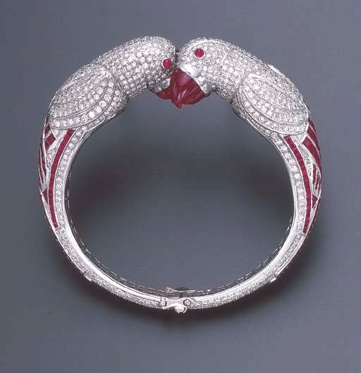 A RUBY AND DIAMOND BANGLE BRACELET