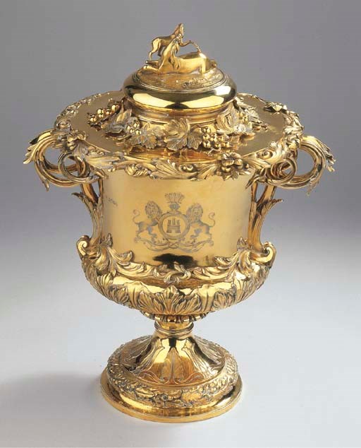 An English silver-gilt cup and cover