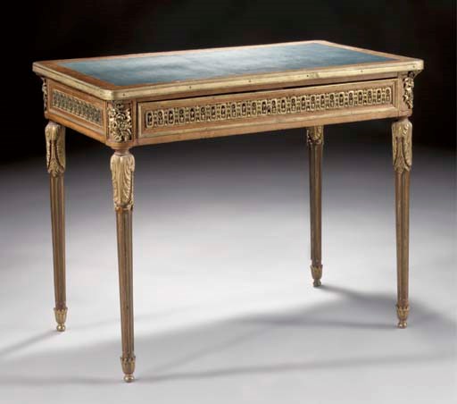 A French ormolu-mounted mahogany writing-table