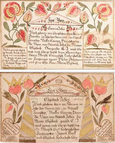 ATTRIBUTED TO THE DURHAM TOWNSHIP ARTIST (active circa 1823-1825),
Bucks County, Pennsylvania