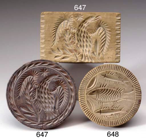 TWO CHIP-CARVED BUTTER PRINTS