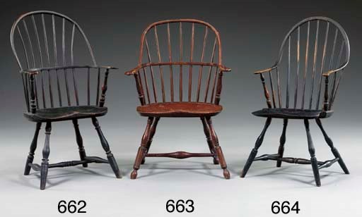 A GREEN-PAINTED SACK-BACK WINDSOR ARMCHAIR