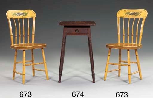 A RED-STAINED PINE SIDE TABLE
