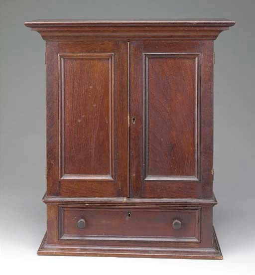 A FEDERAL WALNUT TABLE-TOP VALUABLES CABINET