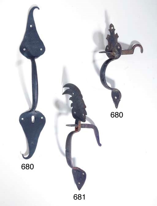 TWO WROUGHT IRON THUMB LATCHES