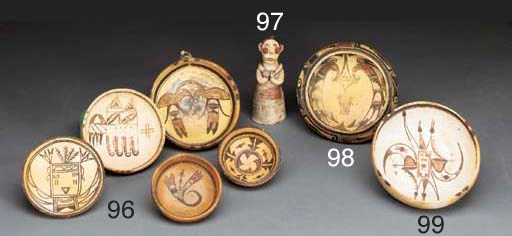 A GROUP OF FIVE HOPI POLYCHROME BOWLS