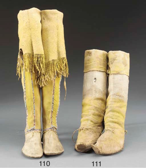 A PAIR OF APACHE MAN'S HIGHTOP MOCCASINS