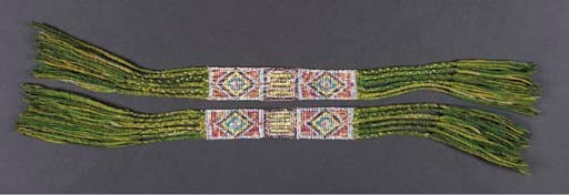 A PAIR OF POTAWATOMI BEADED GARTERS