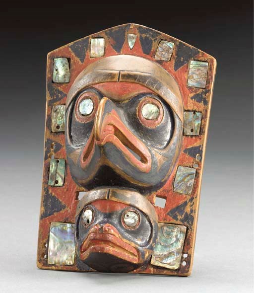 A KWAKIUTL POLYCHROME WOOD FRONTLET