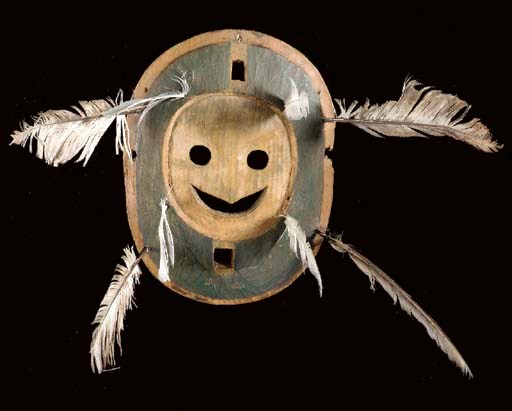 A YUPIK ESKIMO POLYCHROME WOOD MASK
