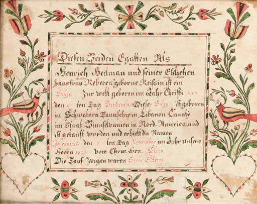 PENNSYLVANIA SCHOOL, dated 1823
