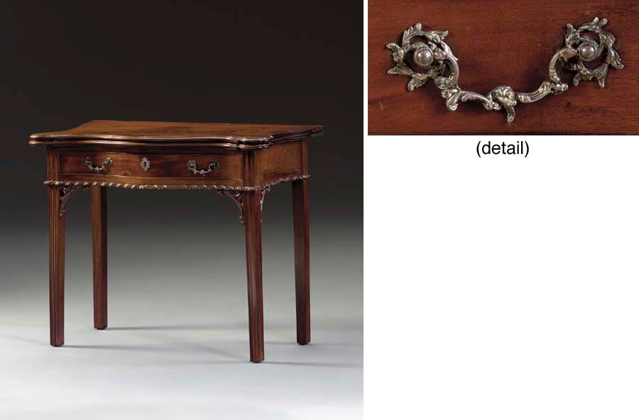 A Chippendale Carved Mahogany Serpentine Card Table