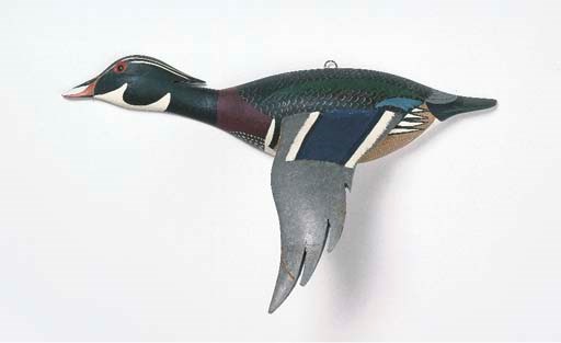 A FLYING HALF MODEL WOOD DUCK DRAKE