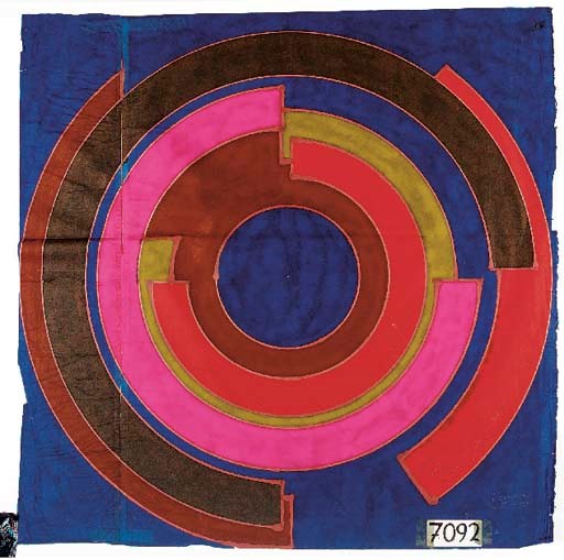 A collection of textile designs by Noëlle Carniel, Fradet & Specogna, A.Bony, Alice Fluckieer, E.Depin, Pierre; stamped Marlene Stürz, Paul Martel, Cione Panet; scarves, one signed Yves Frangeuil, another signed Thomas Bakerlte; and one stamped successeurs de Vernaisson; others signed Melli Darrieux, Amstutz, Marguerite Noirel and some stamped Marguerite Noirel-Rebersat - 1970
See Illustration