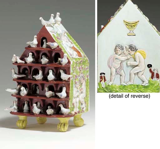 A STAFFORDSHIRE PEARLWARE MODEL OF A DOVECOTE