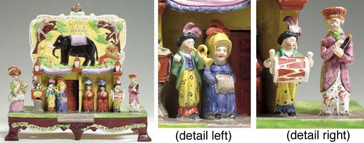 A STAFFORDSHIRE PEARLWARE MODEL OF POLITO'S MENAGERIE