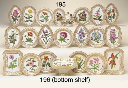 A COALPORT BOTANICAL GRAPE-MOULDED PART DESSERT SERVICE