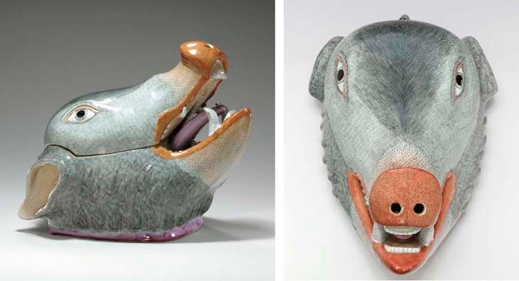 A BOAR'S HEAD TUREEN AND COVER