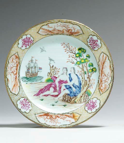 A FAMILLE ROSE EUROPEAN SUBJECT PLATE