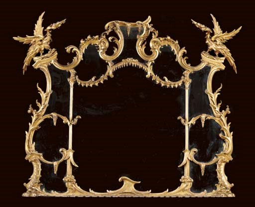 A George II style giltwood overmantel mirror,
