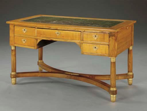 AN EMPIRE STYLE ORMOLU-MOUNTED FRUITWOOD DESK,