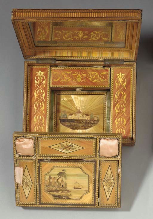 A LOUIS XVI STRAWWORK (PAILLE) WORK BOX,