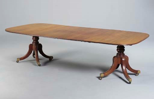 A WILLIAM IV MAHOGANY TWO-PEDESTAL DINING TABLE,