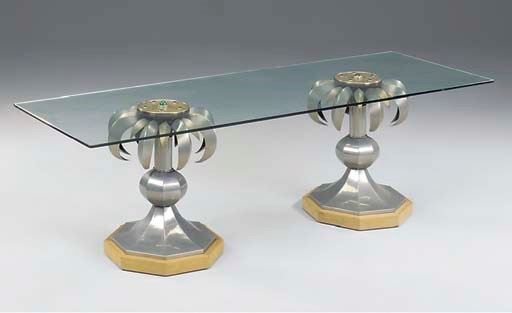 A glass topped coffee table, 20th century by Anthony Redmile
